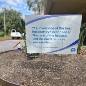 PIH Health shares positive patient feedback on yard signs displayed on the hospital campus